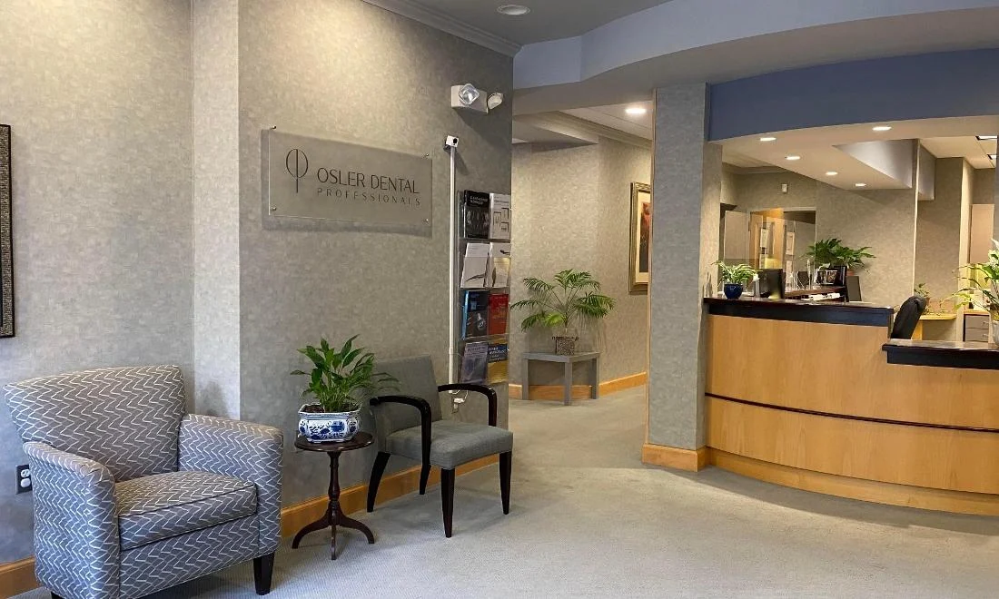 Reception area at Osler Dental Professionals in Towson